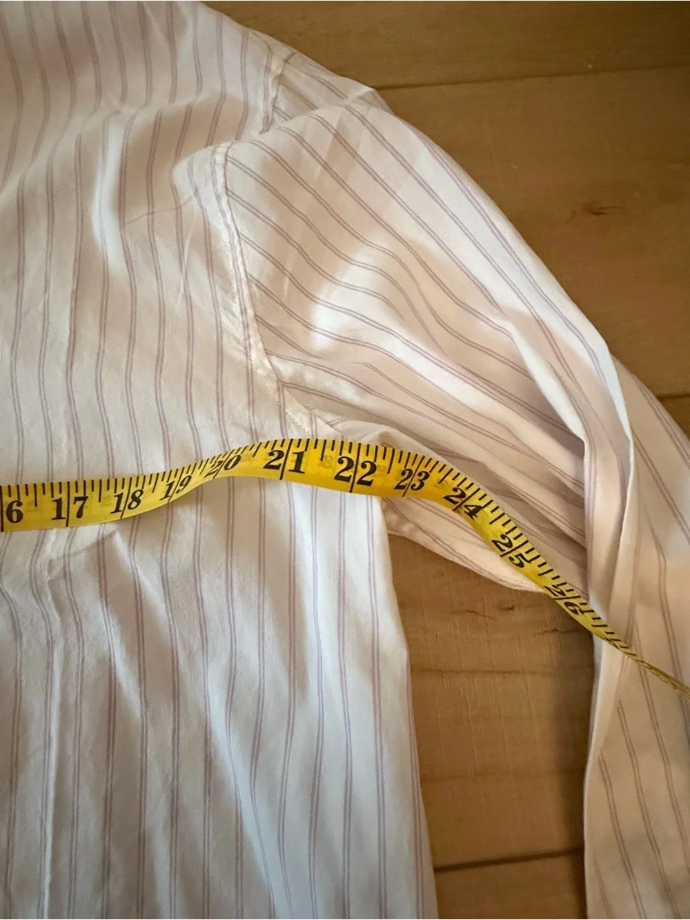 Banana Republic White Shirt with Beige Pinstripes